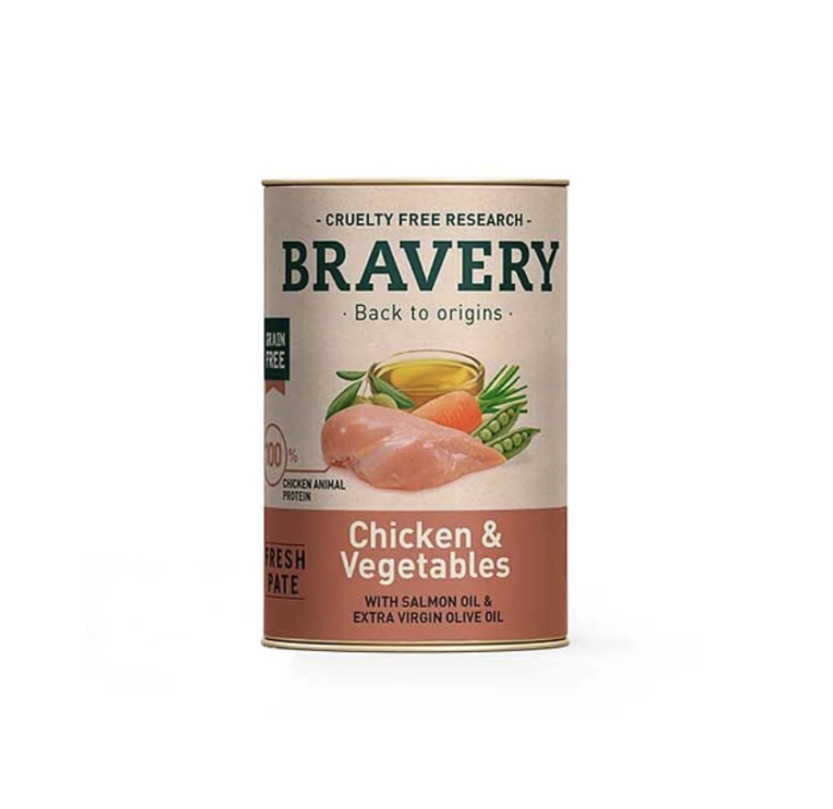 Bravery Perro Lata Pollo y Vegetales 290Gr
